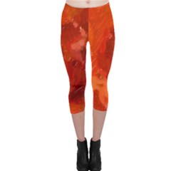 Orange Mix Abstract Painting  Capri Leggings  by GabriellaDavid