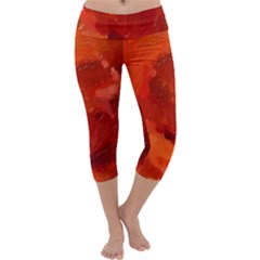 Orange Mix Abstract Painting  Capri Yoga Leggings by GabriellaDavid