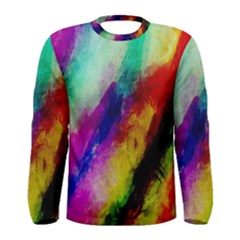 Colorful Abstract Paint Splats Background Men s Long Sleeve Tee by Simbadda