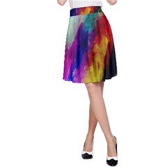 Colorful Abstract Paint Splats Background A-line Skirt by Simbadda