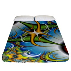 Random Fractal Background Image Fitted Sheet (king Size) by Simbadda