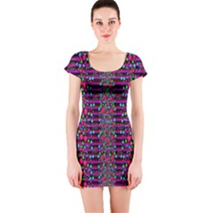 Raining Rain And Mermaid Shells Pop Art Short Sleeve Bodycon Dress by pepitasart