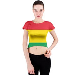 Rasta Colors Red Yellow Gld Green Stripes Pattern Ethiopia Crew Neck Crop Top by yoursparklingshop