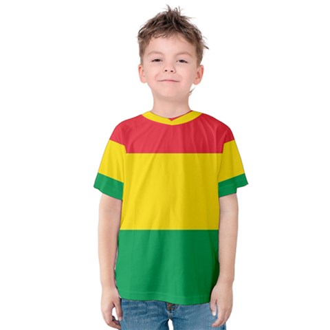 Rasta Colors Red Yellow Gld Green Stripes Pattern Ethiopia Kids  Cotton Tee by yoursparklingshop