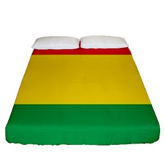 Rasta Colors Red Yellow Gld Green Stripes Pattern Ethiopia Fitted Sheet (queen Size) by yoursparklingshop