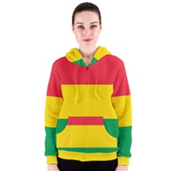 Rasta Colors Red Yellow Gld Green Stripes Pattern Ethiopia Women s Zipper Hoodie by yoursparklingshop