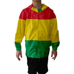 Rasta Colors Red Yellow Gld Green Stripes Pattern Ethiopia Hooded Wind Breaker (kids) by yoursparklingshop