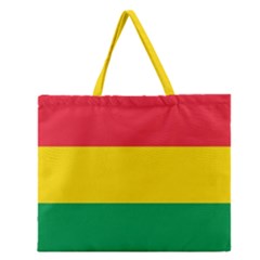 Rasta Colors Red Yellow Gld Green Stripes Pattern Ethiopia Zipper Large Tote Bag by yoursparklingshop