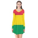 Rasta Colors Red Yellow Gld Green Stripes Pattern Ethiopia Flare Dress View1