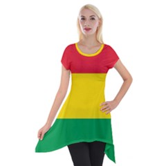 Rasta Colors Red Yellow Gld Green Stripes Pattern Ethiopia Short Sleeve Side Drop Tunic by yoursparklingshop