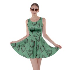 Green Halloween Seamless Design Pattern Skater Dress by CoolDesigns
