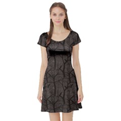 Black Pattern With Ravens Short Sleeve Skater Dress by CoolDesigns