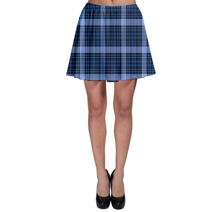 Black & Blue Tartan Plaid Pattern Skater Skirt