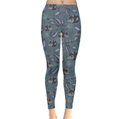 Blue Hedgehogs In The Night Forest Pattern Women s Leggings by CoolDesigns