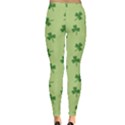 Green Clover Leave Green Pattern on A Light Green Leggings View2