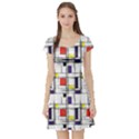 Colorful Pattern Retro Geometric Pattern Short Sleeve Skater Dress View1