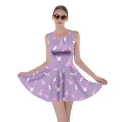 Lavender Space With Cats Saturn And Stars Skater Dress  by CoolDesigns