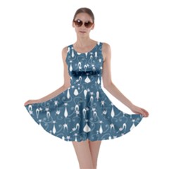 Teal Lovely Cats Pattern Skater Dress