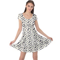 Colorful Daisies Pattern Cap Sleeve Dress