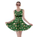 Dark Green Japanese Food Sushi Pattern Skater Dress  View1