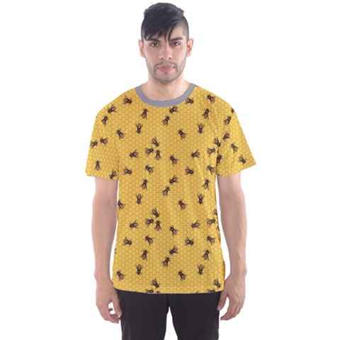 Yellow Pattern Of The Bee On Honeycombs Men s Sport Mesh Tee by CoolDesigns