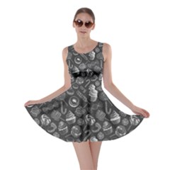 Gray Yummy Colorful Sweet Lollipop Candy Macaroon Cupcake Donut Seamless Skater Dress 