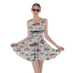 Blue Colorful Mushrooms Pattern Skater Dress