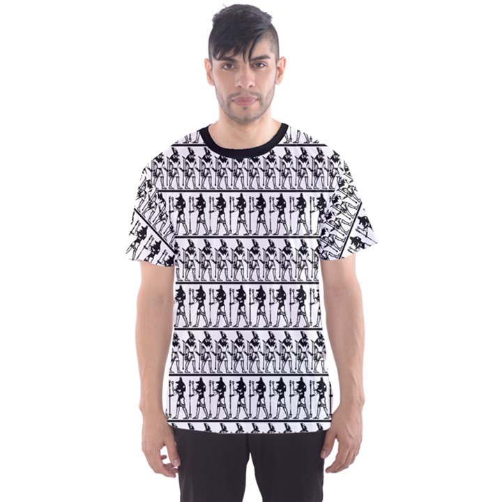 Black Egyptian Hieroglyphics Graphic Pattern Men s Sport Mesh Tee