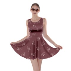 Marsala Tyrannosaurus Dinosaur Doodle Pattern Skater Dress 