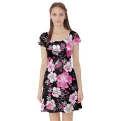 Black Hawaii Short Sleeve Skater Dress