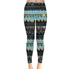 Aqua Tribal Aztec Leggings  by CoolDesigns