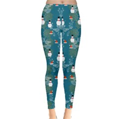 Dull Blue Snowman Leggings  by CoolDesigns