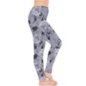 Light Gray Roses Floral Leggings View4