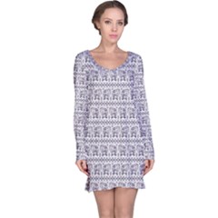 Purple Ethnic Vintage Elephant Business Long Sleeve Nightdress