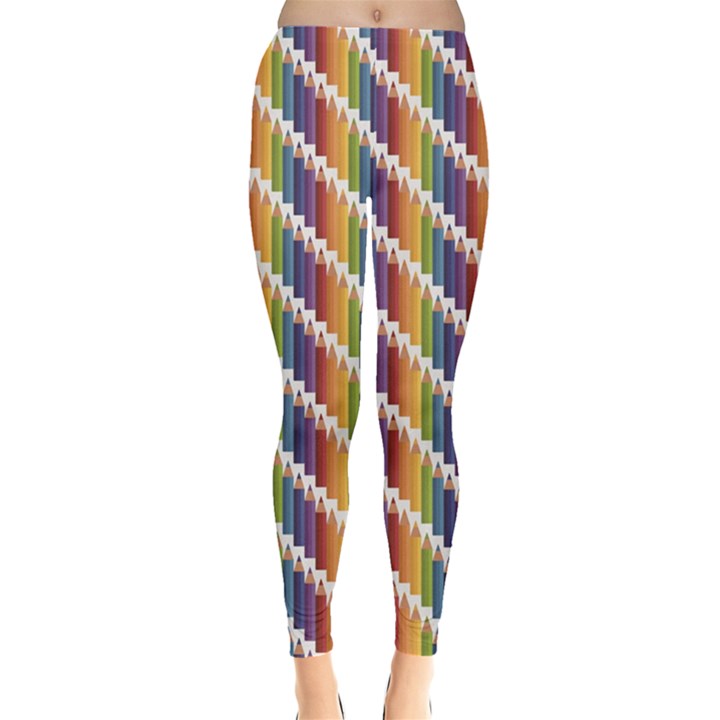 Colorful Colored Rainbow Pencils Pattern Leggings