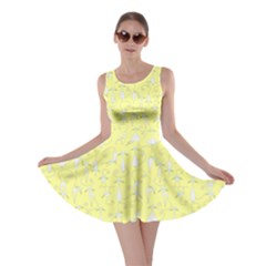 Light Yellow Cats On Black Pattern For Your Design Skater Dress 