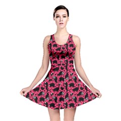 Pink Pattern Funny Dinosaurs Reversible Skater Dress