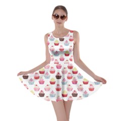 Pink Watercolor Cupcakes Pattern Hand Drawn Skater Dress by CoolDesigns