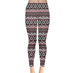 Pink Tribal Aztec Chevron Stripes Leggings by CoolDesigns