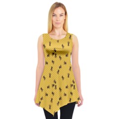 Yellow Pattern Of The Bee On Honeycombs Sleeveless Tunic Top by CoolDesigns