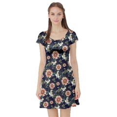 Daisy Vintage Floral Short Sleeve Dress