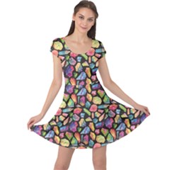 Colorful Colorful Watercolor Gem Pattern Cap Sleeve Dress by CoolDesigns