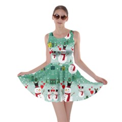 Snowman Green Skater Dress