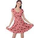 Coral Happy Valentines Pattern Cap Sleeve Dress  View1