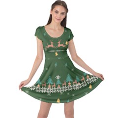 Green Christmas Cap Sleeve Dress