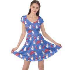 Blue Snowman Cap Sleeve Dress