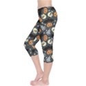 Colorful Halloween Pattern with Pumkins Bats and Skulls Capri Leggings View3