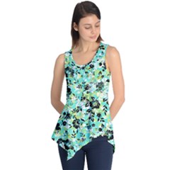 Lightgreen Floral Sleeveless Tunic Top