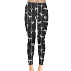 Black Pole Dancer Silhouette Women s Leggings