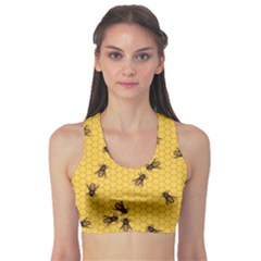 Yellow Pattern Of The Bee On Honeycombs Women s Sport Bra by CoolDesigns